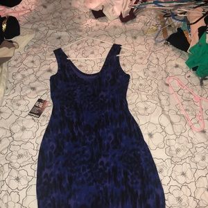 printed blue/purple snakeskin stretch dress